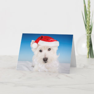 Westie med Santa Hat och Beard Helgkort