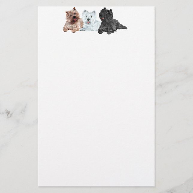 Westie med två Cairn Terriers Brevpapper (Framsida)