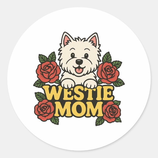 Westie Mom Runt Klistermärke (Framsida)