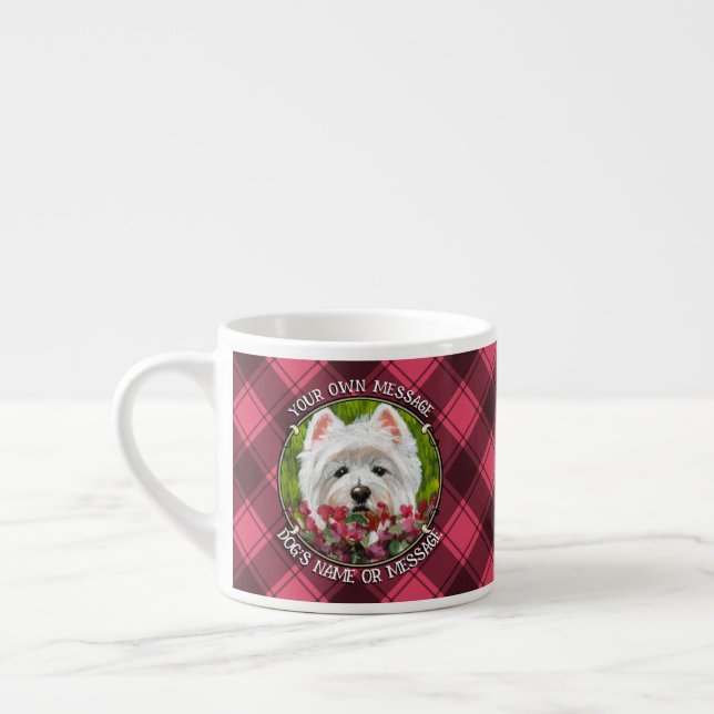 Westie och Rosa Flowers Espressomugg (Vänster)