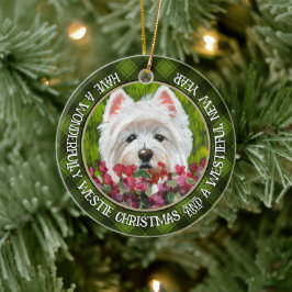 Westie och Rosa Flowers Julgransprydnad Keramik