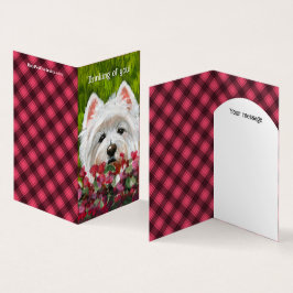 Westie och Rosa Flowers Kort