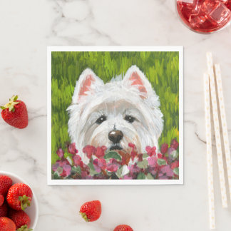 Westie och Rosa Flowers Pappersservett