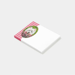 Westie och Rosa Flowers Post-it Block