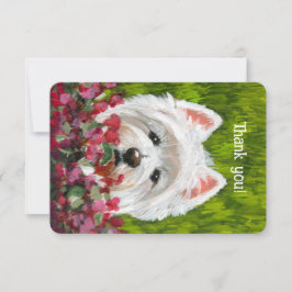 Westie och Rosa Flowers Tack Kort