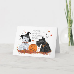 Westie och Scottie Halloween Kort