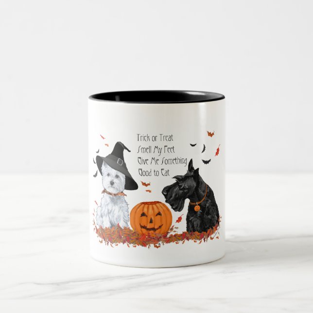 Westie och Scottie Halloween Två-Tonad Mugg (Center)