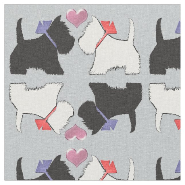 Westie och Scottie Hund Art Fabric Tyg (Närbild)