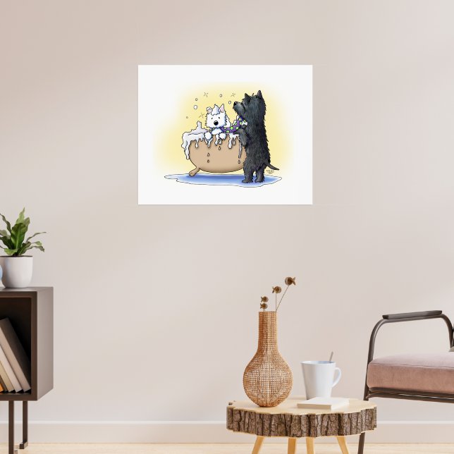 Westie och Scottie Hund Groom Art Poster (Vardagsrum 3)