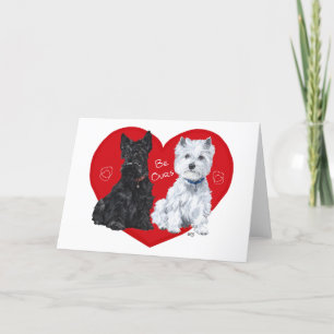 Westie och Scottie Valentine Helgkort