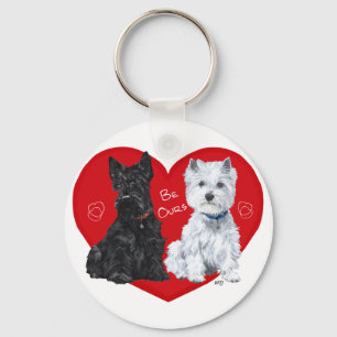 Westie och Scottie Valentine Nyckelring