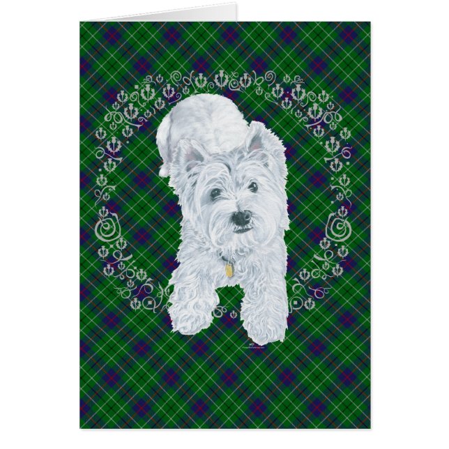 Westie on Tartan Hälsningskort (Framsidan)