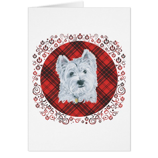 Westie on Tartan Hälsningskort (Framsidan)