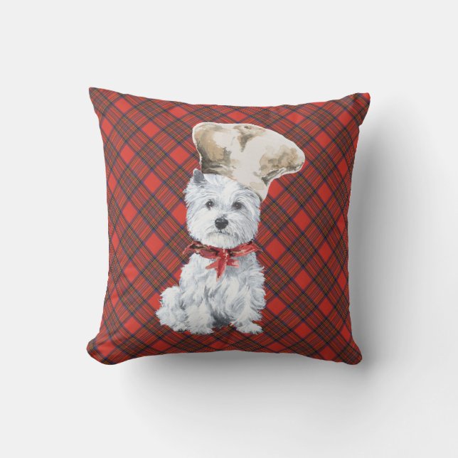 Westie on Tartan PILLOW Kudde (Framsida)