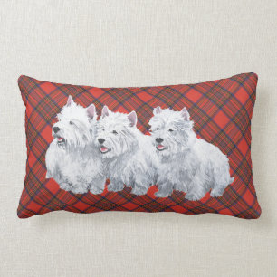 Westie on Tartan PILLOW Lumbarkudde