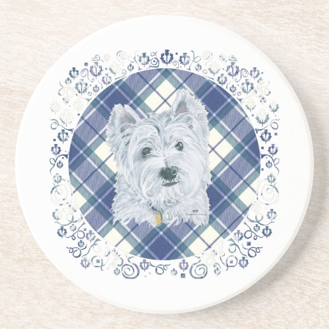 Westie on Tartan Underlägg (Framsidan)