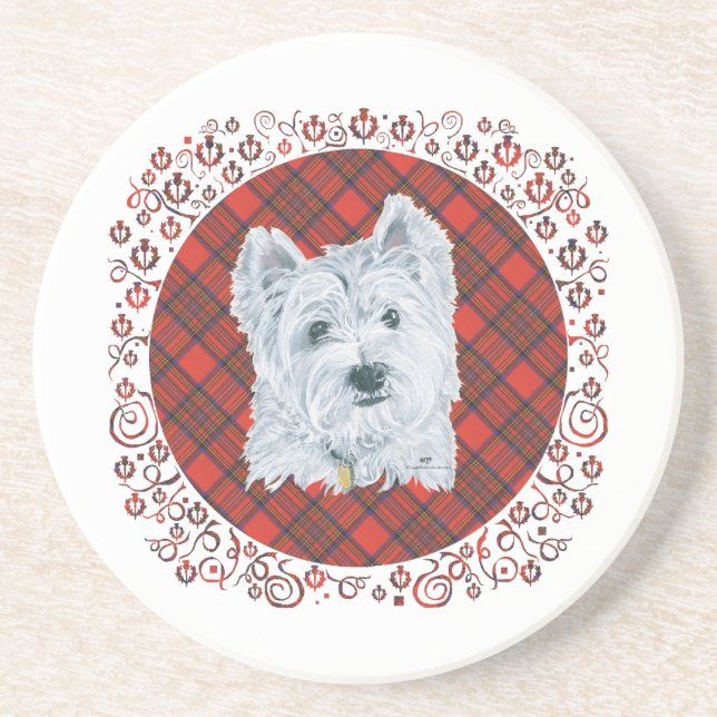 Westie on Tartan Underlägg (Framsidan)