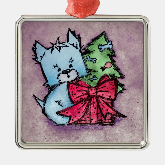 Westie Ornaments - Gifts and X-mas Träd - Violet Julgransprydnad Metall (Framsidan)