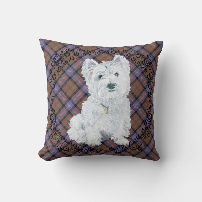 Westie på rutar kudde (Framsida)