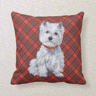 Westie på rutar kudde