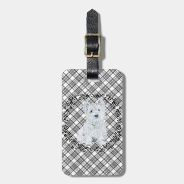 Westie på Tartan Bagagebricka (Vertikal Framsida)