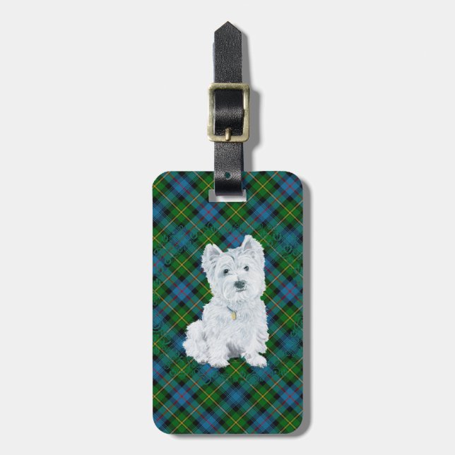 Westie på Tartan Bagagebricka (Vertikal Framsida)