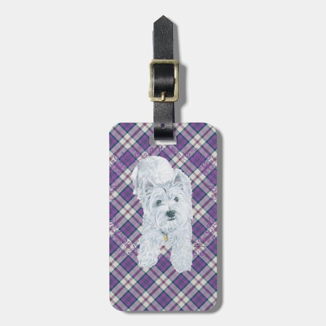Westie på Tartan Bagagebricka (Vertikal Framsida)