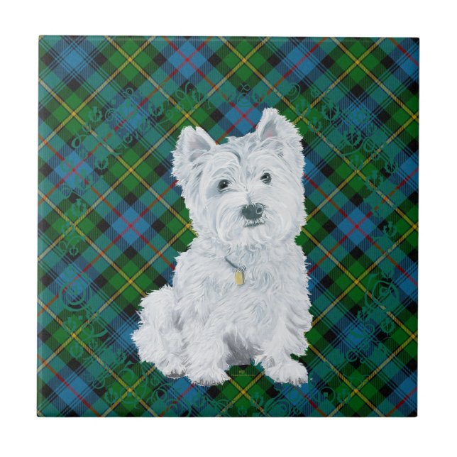 Westie på Tartan Kakelplatta (Framsidan)