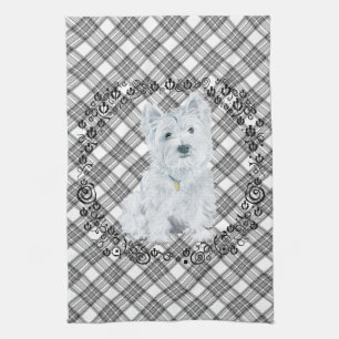 Westie på Tartan Kökshandduk