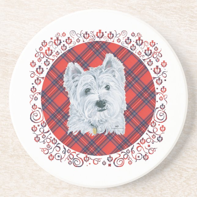 Westie på Tartan Underlägg (Framsidan)