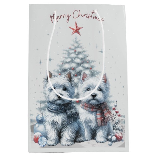 Westie Pair Christmas Gift Bag (Framsidan)