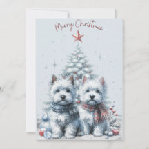 Westie Pair God jul Card