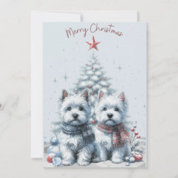 Westie Pair God jul Card Julkort