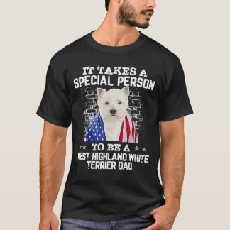 Westie Pappa med stolt amerikanska Flagga Far T Shirt