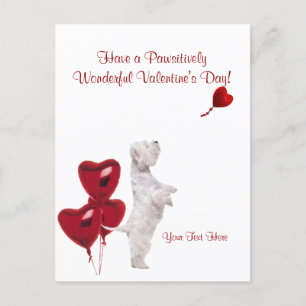 Westie Pawsitively Wonderful Valentine Önskemål #2 Helg Vykort