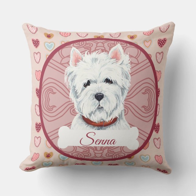Westie personalize Valentine Pillow Kudde (Framsida)