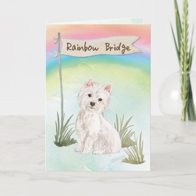 Westie Pet Sympathy over Rainbow Bridge Kort (Framsida)