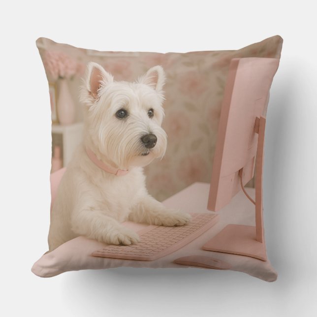 Westie Pillow - Väster Highland Terrier Pillow Kudde (Framsida)