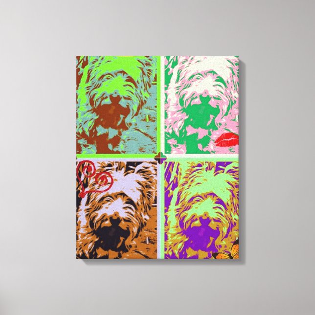 Westie Pop Art på staplad duk Canvastryck (Framsida)