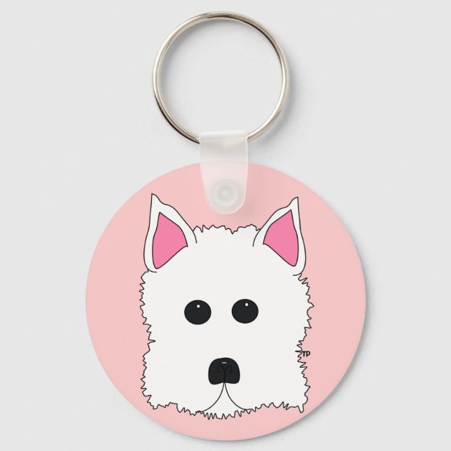 Westie Porträtt Nyckelring (Framsida)