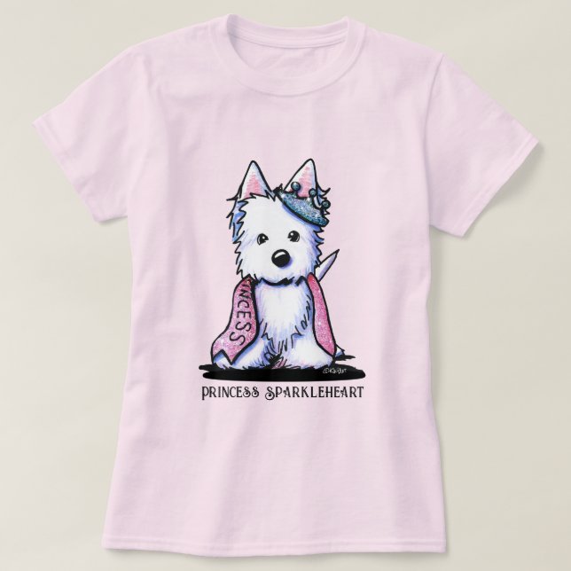 Westie Princess Sparkleeart T Shirt (Design framsida)