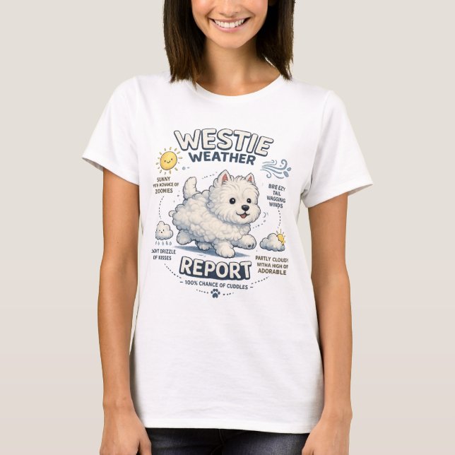 Westie Prognos - Söt West Highland Terrier T Shirt (Framsida)