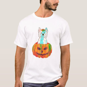 Westie Pumpkin Väster Highland White Terrier Hund T Shirt