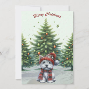 Westie Puppy God jul Card Julkort