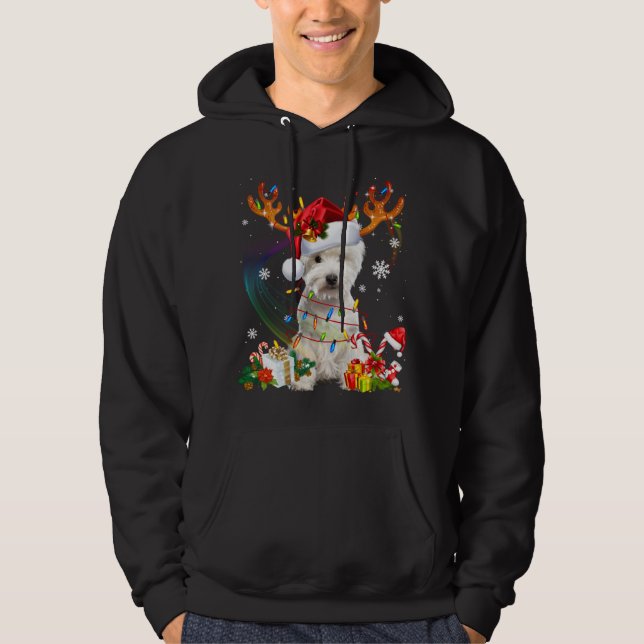 Westie Reindeer-familjen matchande julpajamas Hoodie (Framsida)