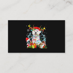 Westie Reindeer Julgran Ljus Pajama Hund X Visitkort