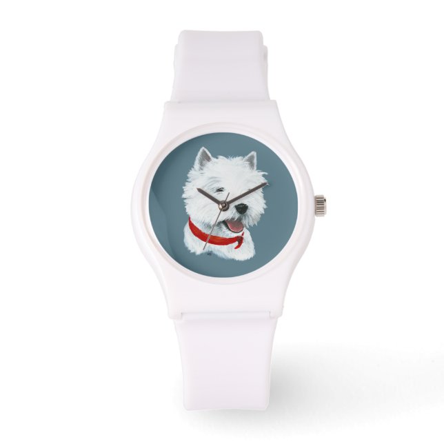 Westie Röd Krage Armbandsur (Framsida)