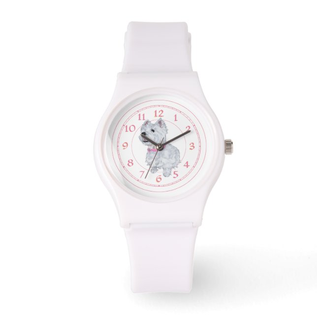Westie Rosa Krage Armbandsur (Framsida)