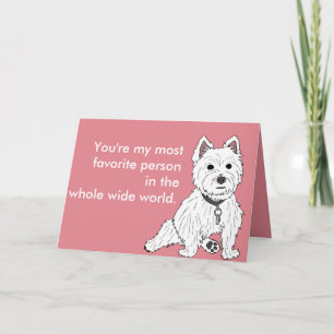 Westie rosa Wuv dig valentinkort Helgkort