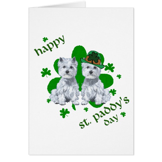 Westie S:t Patricks Day Hälsningskort (Framsidan)
